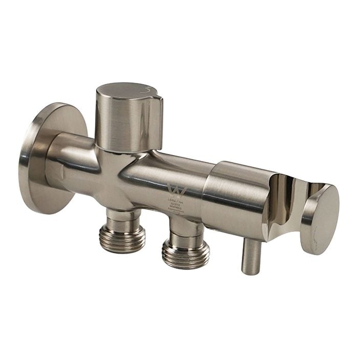 evekare Brushed Nickel Dual Hand Spray Holder and Shut Off Valve