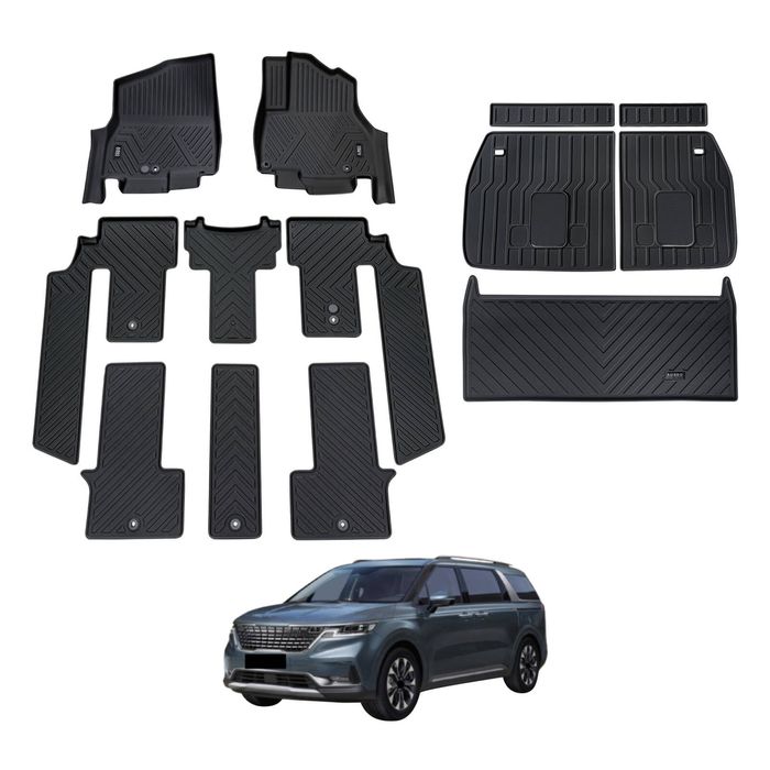 AUSGO Floor Mats Boot Liner Back Seat Protector Set for KIA Carnival Petrol KA4 Series 2020-Onwards Floor Liners Cargo Mat