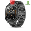 Smart Watch 1400mah Battery Outdoor Fitness Tracker Ip68 Waterproof Bluetooth Call Sos Flashlight Steel Black