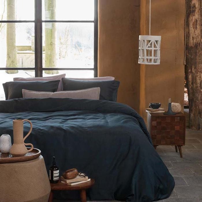 VTWonen King Dark Blue Earth Dark Blue Cotton Sateen Quilt Cover Set