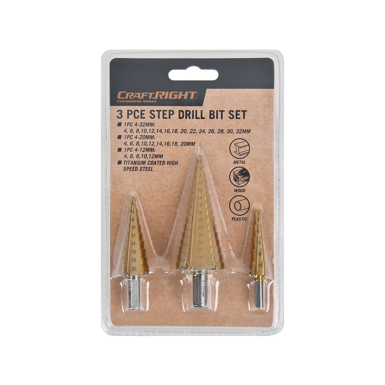 Craftright 3pc Step Drill Set