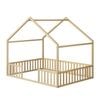 Oikiture Double House Bed Kids Wooden Bed Frame Natural