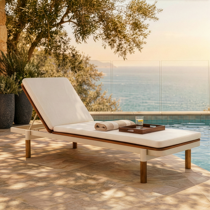 Cane and Stone 2070 x 830 x 355 mm Solana Timber Adjustable Sunlounger
