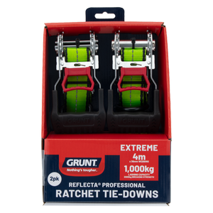 GRUNT 38mm x 4m Pro Ratchet Tie Down - 2 Pack