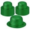 12x GLITTER BOWLER HAT Fancy Party Plastic Costume Cap Fun Dress Up Sparkle BULK Green