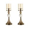 SOGA 2X 43cm Glass Candle Holder Candle Stand Glass/Metal