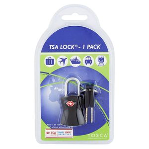 Tosca TSA Approved Suitcase/Luggage Bag Security Safety Lock With Keys - Black