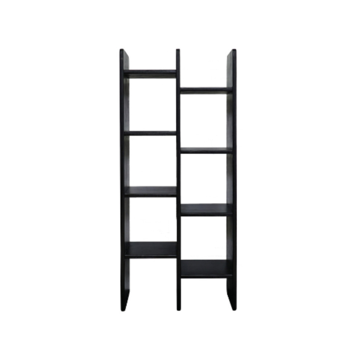 Roomlane Stockholm 2 Column Bookshelf Mango Wood in Black Wirebrush Finish