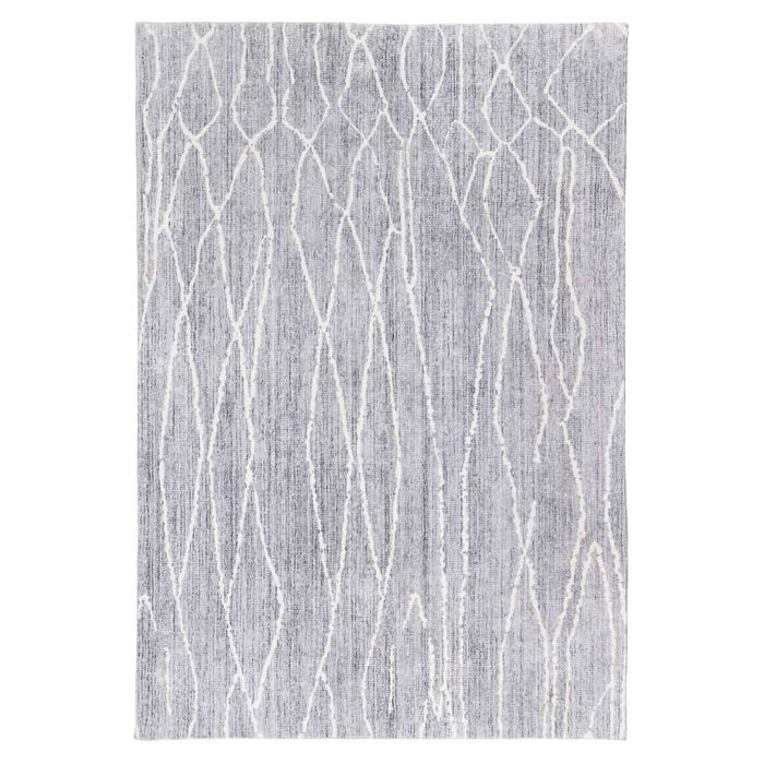 Loopsie-290cm X 200cm-chaker Grey And Ivory Lined Washable Rug