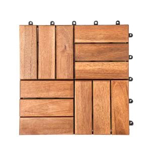 Syneco 30 x 30 x 2.2cm Acacia 12 Slats Floor Decking Tile - 9 Pack