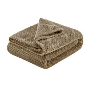 Bloomington Soft Diamond Fleece Throw Rug/Blanket 150 x 200 cm Latte