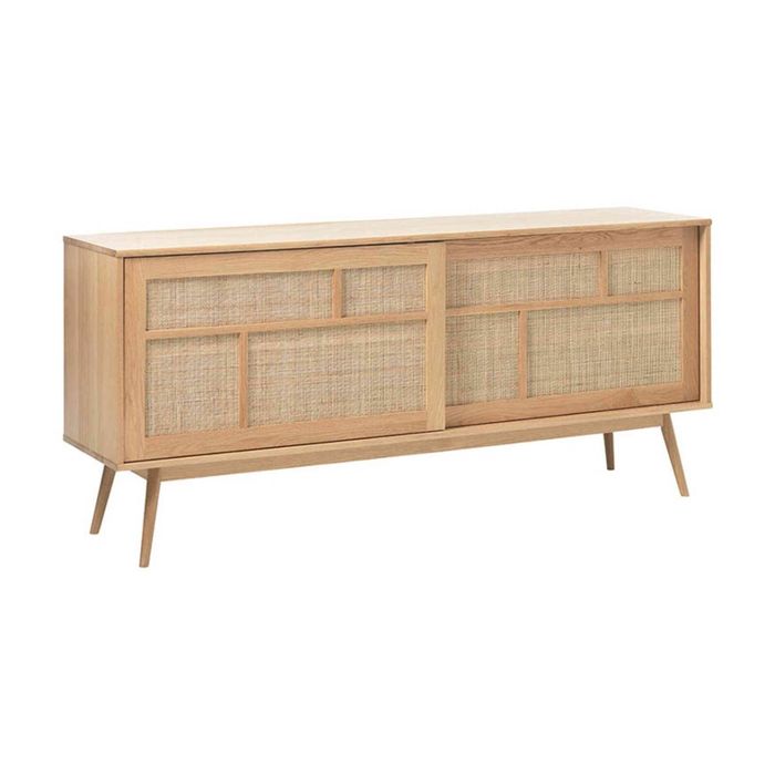 Modern Furniture Barrali Sideboard Buffet Natural Rattan Oak 180x45x80cm