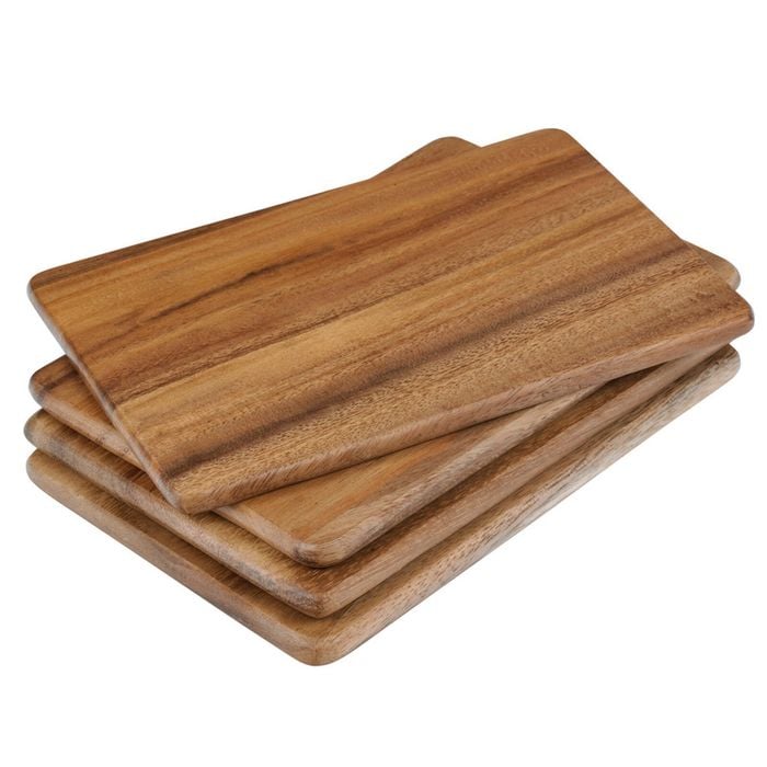 4pc Davis & Waddell Acacia Wood Individual Board Set 21x15cm Natural