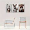 3pcs Adorable Animal Dog with Glasses and Bulldog Print 100% Australian Made 3 x 40x60cm (Metal Print)