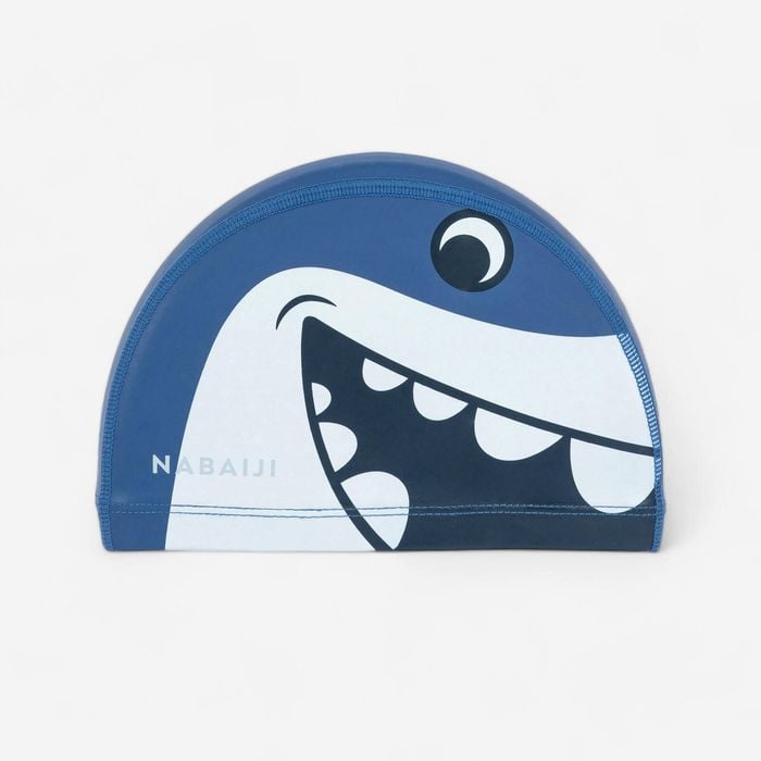 Decathlon - Coated Mesh Swim Cap - Printed Fabric - Size S - Shark Blue - S 20.7'-21.8'