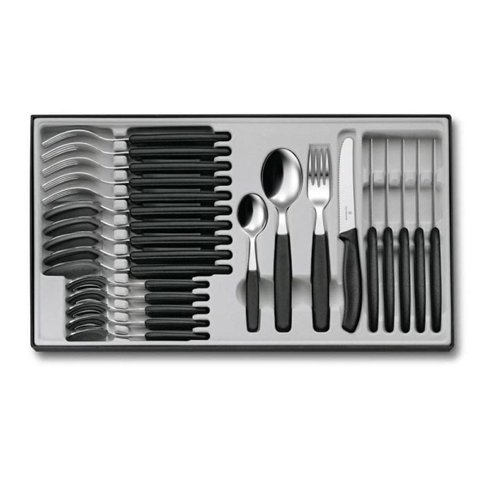 Victorinox 24pc Steak Knife Table Cutlery Set 24 Piece Black Made In Switzerland