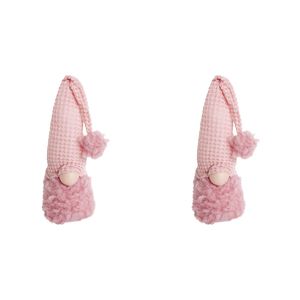 2PK LVD 11x40cm Polyester Fluffy Chrissy Gnome Home/Living Room Xmas Decor Pink