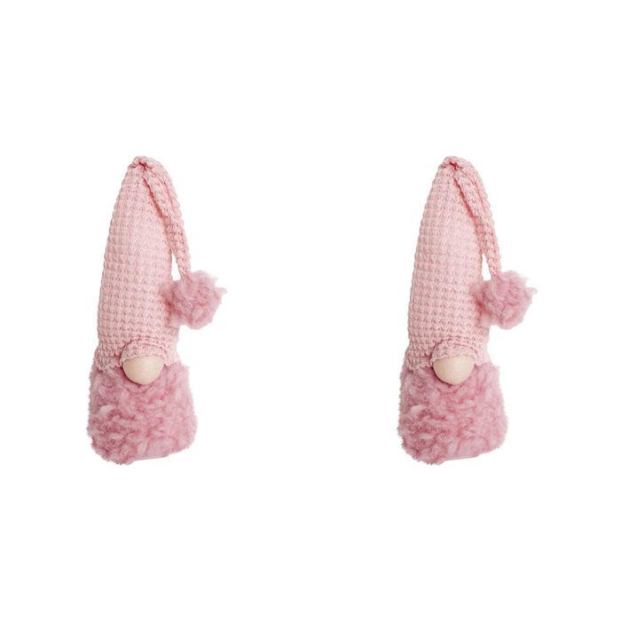2PK LVD 11x40cm Polyester Fluffy Chrissy Gnome Home/Living Room Xmas Decor Pink