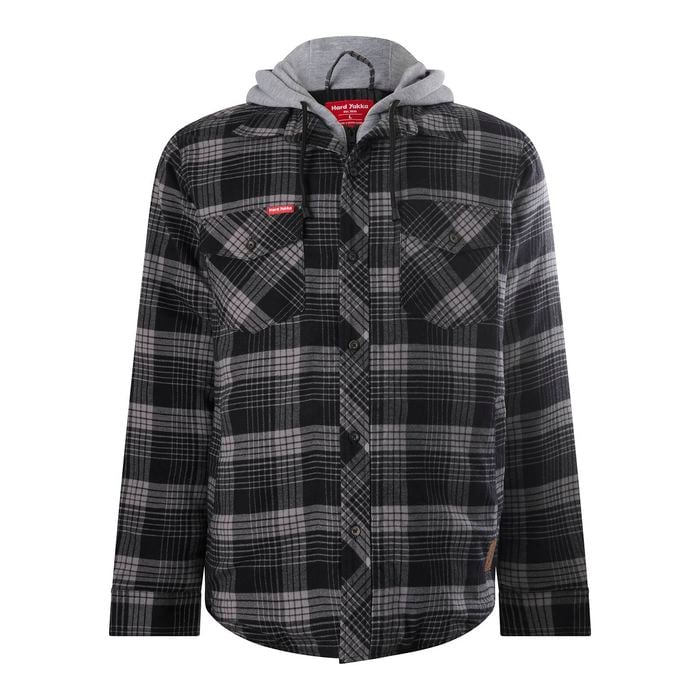 Hard Yakka Grey Quilted Flannel Shacket - Size M