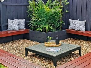 backyard landscaping area