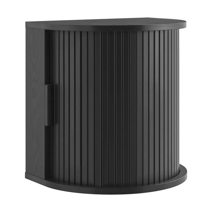 Design Square Eillie Woodgrain Floating Wallmount Nightstand Bedside Table 1-Drawer Black