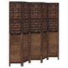 vidaXL Room Divider Privacy Screen 5 Panels Dark Brown Paulownia