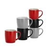 Argon Tableware 6 Piece Matt Tea And Coffee Mug Set - Black Red Grey - 350ml