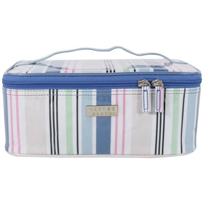 Wicked Sista Anderson Stripe Medium Beauty Case Waterproof Makeup Bag Blue