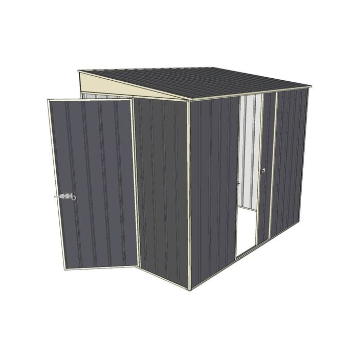 Build-a-Shed 1.5 x 2.3 x 2m Narrow Single Hinged Door Skillion Shed with Single Sliding Doors - Grey
