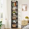 OAKORY 7-Tier 200cm Extra Tall Narrow Bookshelf with Black Metal Frame