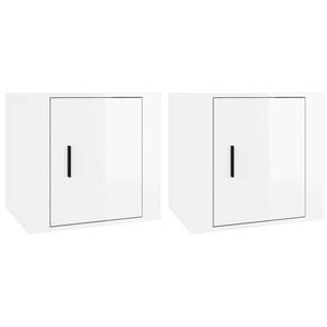vidaXL 2x Bedside Cabinets High Gloss White Nightstand Table Telephone Stand