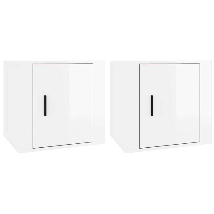 vidaXL 2x Bedside Cabinets High Gloss White Nightstand Table Telephone Stand