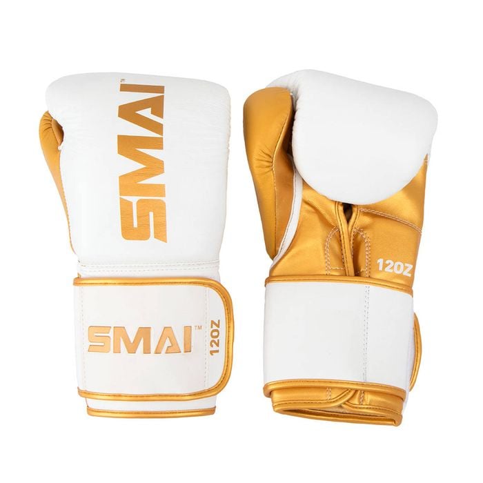 SMAI ProGuard White/Gold Boxing Glove - 12oz