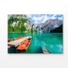 Wooden Boat in Braies Lake Italy Print 100% Australian Made 75x50cm (Stretched Canvas)