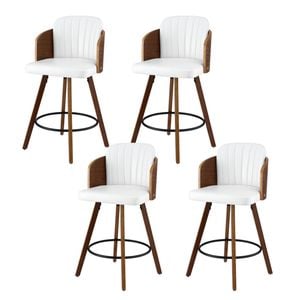 Artiss 58cm Wooden Bar Stools Set of 4 Swivel Kitchen Counter Stool Chair with PU Seat Backrest
