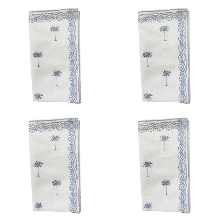 4PK LVD Cotton Stonewash 45cm Square Dining Table Napkin - Palm