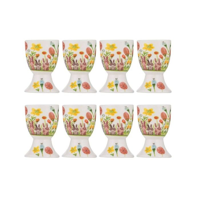 2x 4pc Ashdene Playful Bunnies Egg Cup Holder Serveware Set