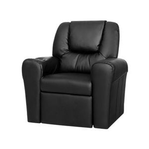 Keezi Kids Recliner Chair Black Pu Leather Sofa Lounge Couch Children Armchair