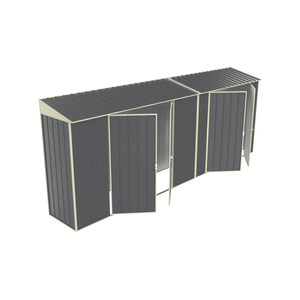 Build-a-Shed 0.8 x 5.2 x 2.0m Skillion Double Plus Double Hinged Side Doors Shed - Grey