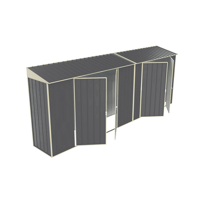 Build-a-Shed 0.8 x 5.2 x 2.0m Skillion Double Plus Double Hinged Side Doors Shed - Grey