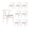 Ark Wishbone 8pc Set Dining Chair Replica Hans Wenger Beech Timber Wood White