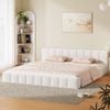 Oikiture Bed Frame King Size Tufted Headboard White Boucle