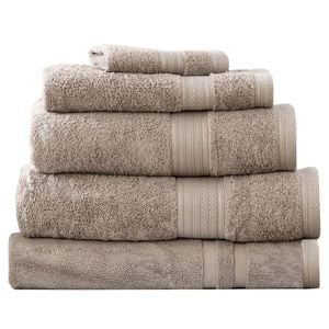5pc Renee Taylor Towel Set Stella 650 Gsm Super Soft Bamboo Cotton Pewter