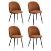 Oikiture 4x Dining Chairs Accent Chair Armchair Kitchen Upholstered Linen Orange