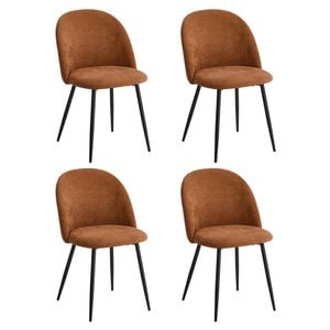 Oikiture 4x Dining Chairs Accent Chair Armchair Kitchen Upholstered Linen Orange
