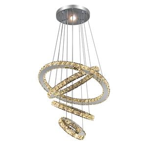Eli & Co. Lighting Malara 4-Ring Dimmable Crystal Chandelier – Silver Finish