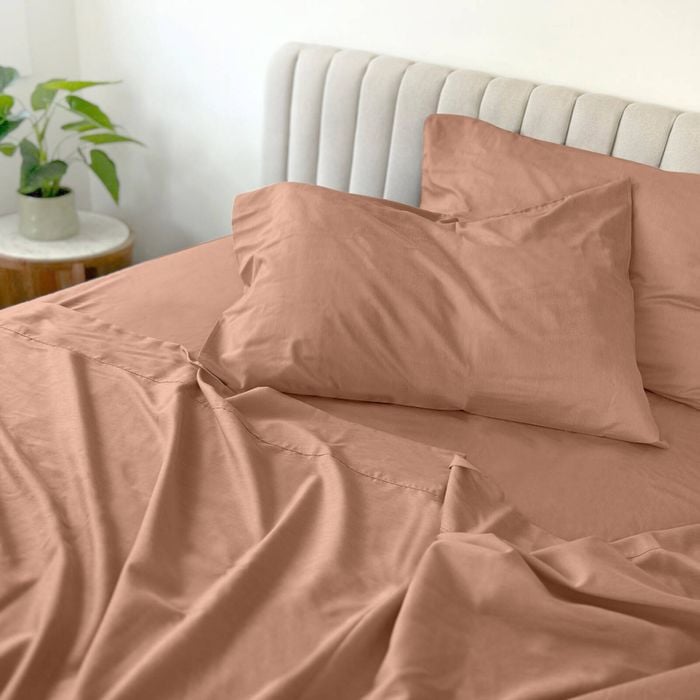 Odyssey Living Bamboo Blend Bed Sheet Set W/pillowcase Double Clay