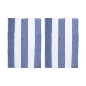 2pc Maine & Crawford Huso Nautical Stripe 60x40cm Cotton Tea Towel Navy/White