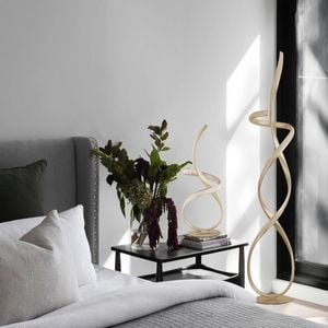 Luminea Ramona LED Light Spiral Floor Lamp Curvy Reading Bedside Light - Gold