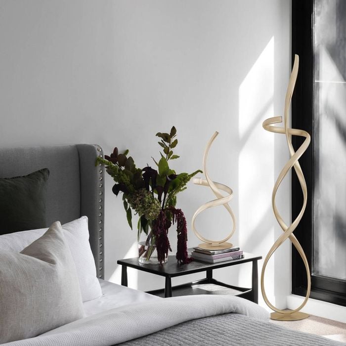 Luminea Ramona LED Light Spiral Floor Lamp Curvy Reading Bedside Light - Gold